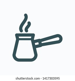 Turk coffee isolated icon, copper turk coffee linear vector icon