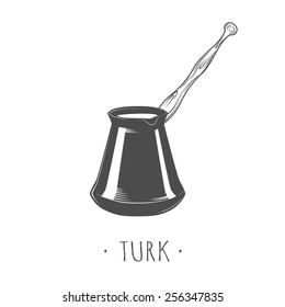 Turk, coffee maker. Isolated on white background