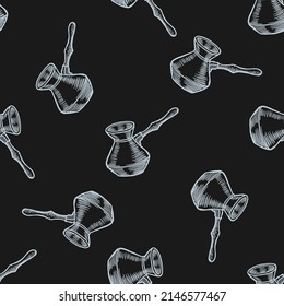 turk for coffee vector seamless pattern