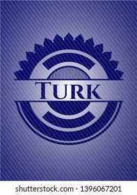 Turk emblem with jean texture. Vector Illustration. Detailed.