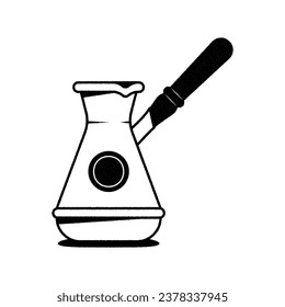 Turk with hot coffee, a popular way of brewing coffee, illustration of coffee beans and refreshing flavored drink, vintage style, vector image