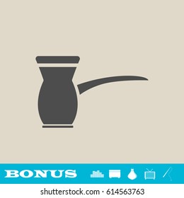 Turk icon flat. Grey pictogram on light background. Vector illustration symbol and bonus button real estate, ottoman, vase, tv, fishing rod