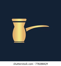 Turk icon flat. Simple gold pictogram on dark background. Vector illustration symbol