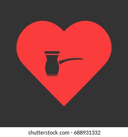 Turk icon flat. Simple pictogram on heart background. Vector illustration symbol