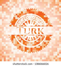 Turk orange mosaic emblem. Vector Illustration. Detailed.
