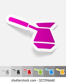 turk paper sticker with shadow. Vector illustration