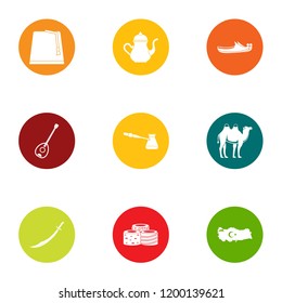 Turka icons set. Flat set of 9 turka vector icons for web isolated on white background