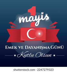Turkey 1 mays banner. Design element for greeting postcard, tradition and culture, international holiday. Day of workers and labor. Graphic element for website. Cartoon flat vector illustration