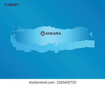 Turkey 3D Isometric map with Capital Mark Ankara Vector Illustration Design