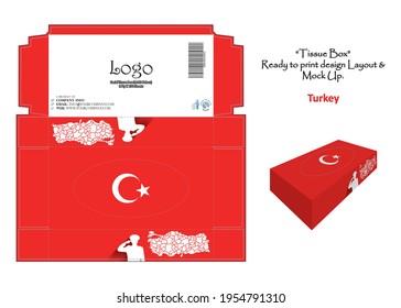 Turkey - 3d Mockup tissue box Design concept national flag - ready to print vector
