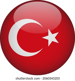 Icono de bandera de país redondeado Turquía 3D