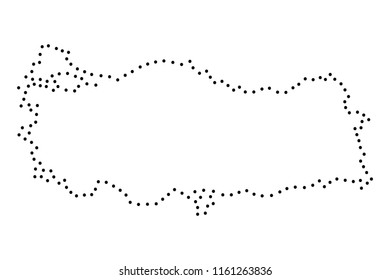 Turkey abstract schematic map from the black dots along the perimeter. Vector illustration.