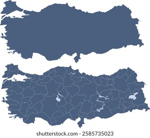 Turkey administrative map. states map of Türkiye with color, blank Map, empty map of Turkey 