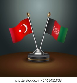 Turkey and Afghanistan table flags relation with gradient backgrund. Vector Illustration