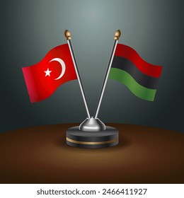 Turkey and African American table flags relation with gradient backgrund. Vector Illustration