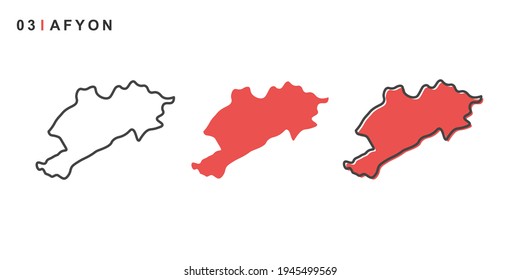 Türkei, Afyon Stadtplan. Einfache Vektorgrafik einzeln auf weißem Hintergrund.