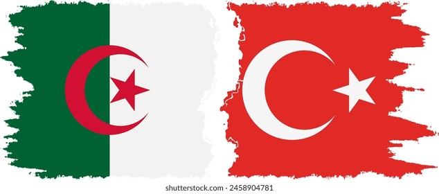 Turkey and Algeria grunge flags connection, vector