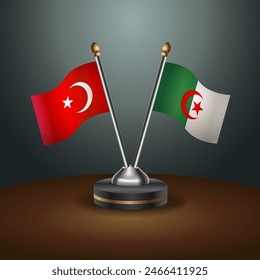 Turkey and Algeria table flags relation with gradient backgrund. Vector Illustration