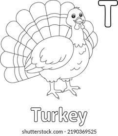 Turkey Alphabet ABC Coloring Page T