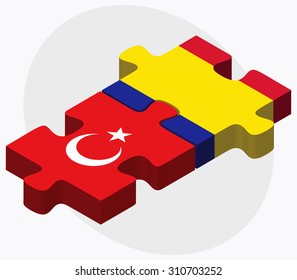 Turkey and Andorra Flags in puzzle  isolated on white background
