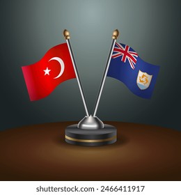 Turkey and Anguilla table flags relation with gradient backgrund. Vector Illustration