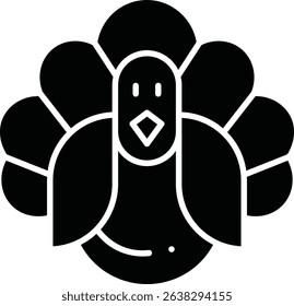 Turkey animal glyph vector, icon, design