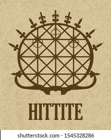 Turkey Ankara Hittite sun. Symbol of Hittite, Silhouette vector, editorial use - Vector. The first written constitution of the world. Anatolia World heritage.