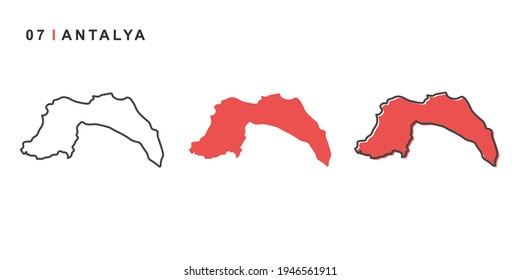 Turkey, Antalya city map. Simple vector illustration isolated on a white background.