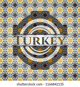Turkey arabic badge. Arabesque decoration.