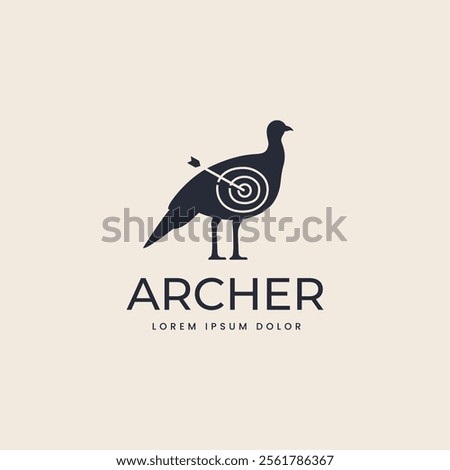 Turkey archery target logo with negative space arrow icon illustration. Turkey hunter logo design concept