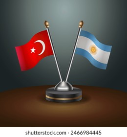 Turkey and Argentina table flags relation with gradient backgrund. Vector Illustration