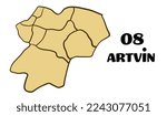 Turkey, Artvin districts map vector