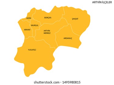 Turkey, Artvin vector drawing districts
