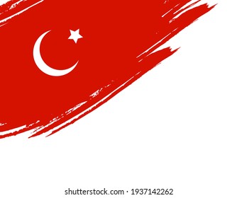 Turkey asian muslim country flag vector background  icon watercolor dry brush ink texture illustration independence Day celebration banner 