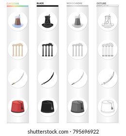 Turkey, attributes, tourism and other web icon in cartoon style.Lingerie, rest, travel,icons in set collection.