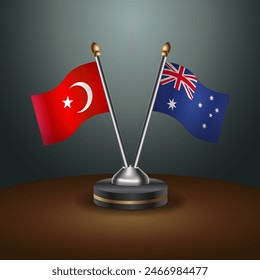 Turkey and Australia table flags relation with gradient backgrund. Vector Illustration