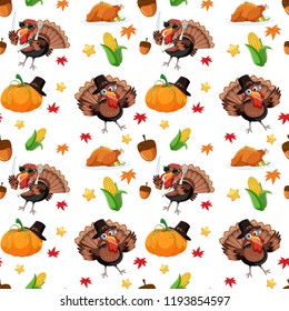 An turkey autumn seamless pattern illustration