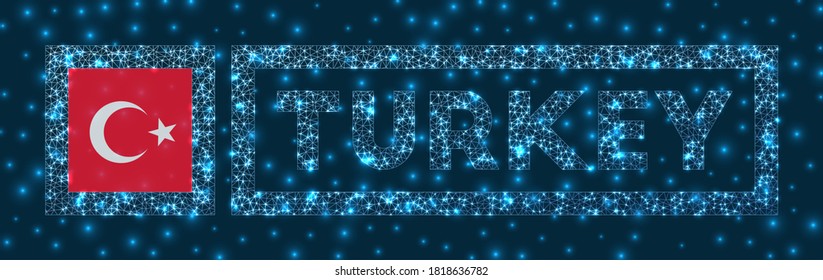 Türkei-Abzeichen. Flagge der Türkei in leuchtendem Netzwerk geometrischen Stil. Trendy Vektorgrafik.
