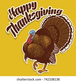 turkey badge greeting happy thanksgiving