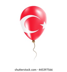 Turkey balloon with flag. Bright Air Balloon in the Country National Colors. Country Flag Rubber Balloon. Vector Illustration.