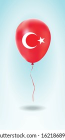 Turkey balloon with flag.Ballon in the Country National Colors. Country Flag Rubber Balloon. Vector Illustration.