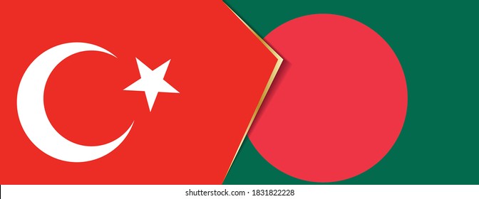 Die Türkei und Bangladesch flags, zwei Vektorflaggen Symbol für Beziehung oder Konfrontation.