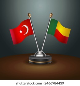Turkey and Benin table flags relation with gradient backgrund. Vector Illustration