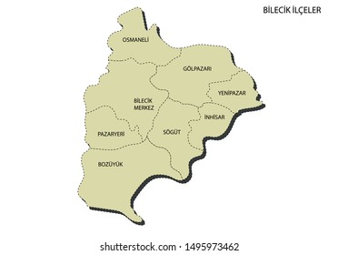 Turkey, Bilecik district map vector
