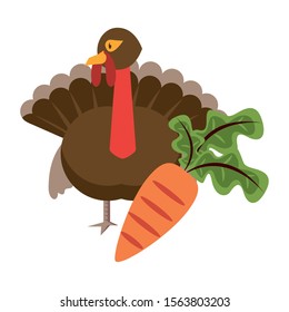 turkey bird animal thanksgiving character vector illustration design