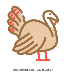 turkey bird autumn season color icon vector. turkey bird autumn season sign. isolated symbol illustration