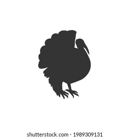 Turkey bird black silhouette vector on a white background
