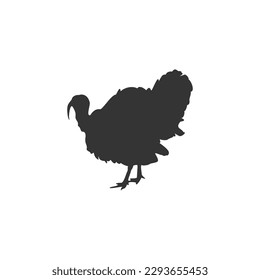 Turkey bird black silhouette vector on a white background