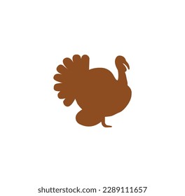 Turkey bird brown silhouette vector on a white background