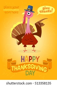  Turkey Bird Cartoon Character Waving With Speech Bubble And Text. Vector Illustration for Party Invitation